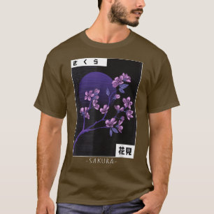 Camiseta Cerejeira de Vaporwave Japonesa Flor Sakura Re