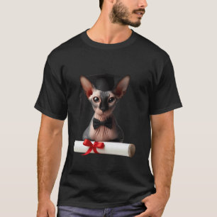 Camiseta Cerimônia de Graduação do Gato Sphynx Cap Graduado