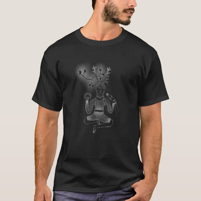Camiseta Cernunnos Deus Céltico da Natureza Folhas Pagãs (Frente)