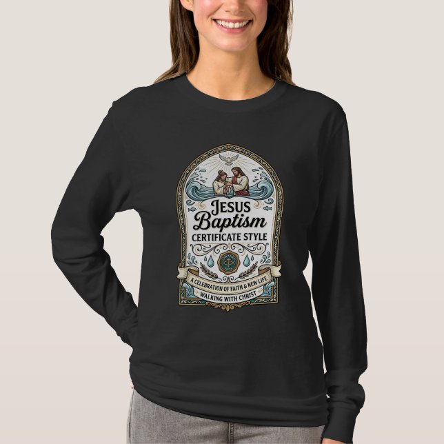 Camiseta Certificado de Batismo de Jesus Estilo Certificado (Frente)