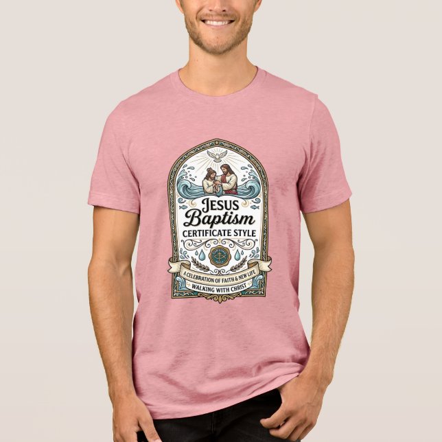 Camiseta Certificado de Batismo de Jesus Estilo Certificado (Frente)