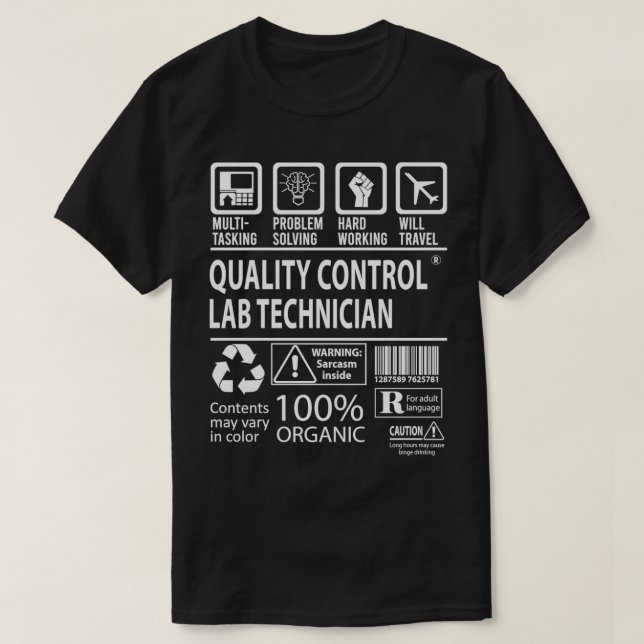 Camiseta Certificado de Multitarefa do Técnico do Laboratór (Frente do Design)