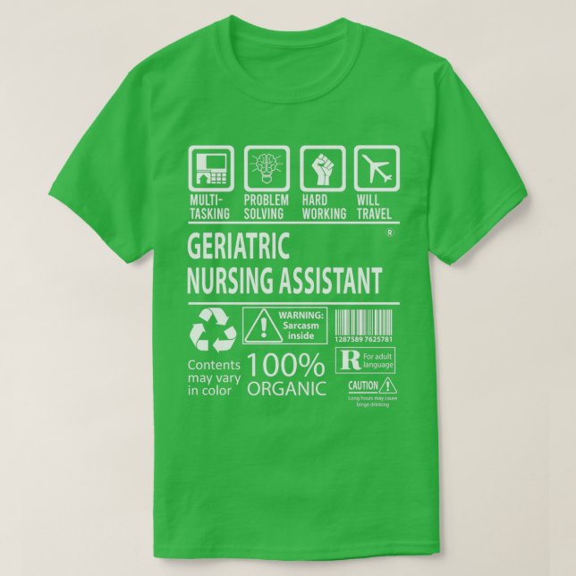 Camiseta Certificado de MultiTask Assistente de Enfermagem  (Frente do Design)