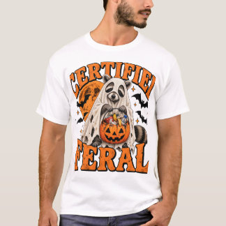 Camiseta Certificado Feral Guaxinim Engraçado Fantasma Vint
