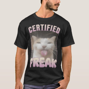 Camiseta Certificado Louco Meme Engraçado de Gato 