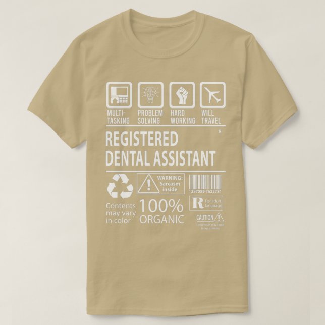 Camiseta Certificado MultiTask do Assistente Dental Registr (Frente do Design)