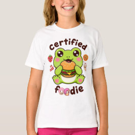 Camiseta Certified Foodie Cute Kawaii Sapo Comendo Hambúrgu