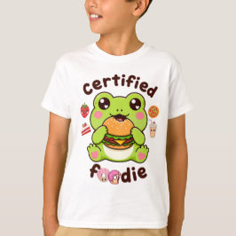 Camiseta Certified Foodie Cute Kawaii Sapo Comendo Hambúrgu