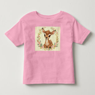 Camiseta Cerva da Floresta Doce em grinalda de flores