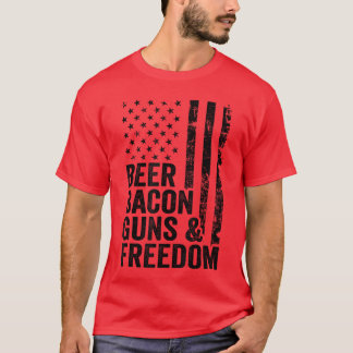 Camiseta Cerveja Bacon Armas Liberdade EUA Churrasco Bandei