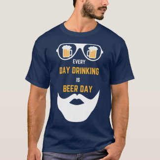 Camiseta Cerveja, barba e óculos Todos os dias Bebendo B