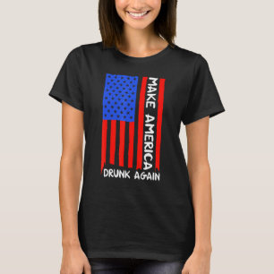 Camiseta Cerveja Bebendo Novamente Bandeira Americana Ultim