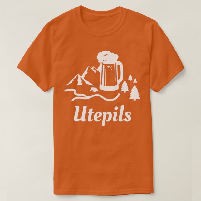 Camiseta Cerveja Bebendo Utepils na Noruega Palavra noruegu (Frente do Design)
