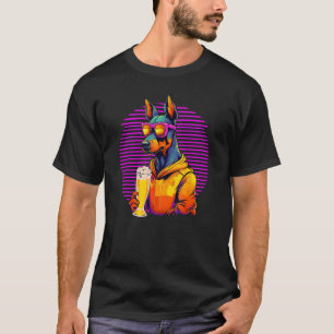 Camiseta Cerveja De Bebendo Doberman Para A Mãe Pai Dobie