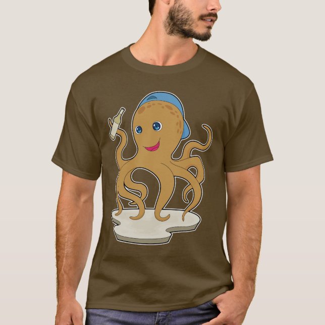 Camiseta Cerveja de Frasco de Octopus (Frente)