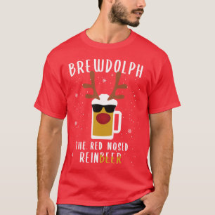 Camiseta Cerveja de Renas Rudolph Brewdolph Natal Divertido