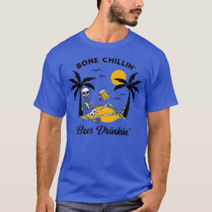 Camiseta Cerveja do Bebendo Skeleton em Beach Funny Beach V