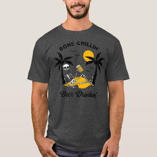 Camiseta Cerveja do Bebendo Skeleton em Beach Funny Beach V