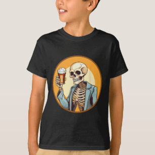 Camiseta Cerveja do Bebendo Skeleton Halloween