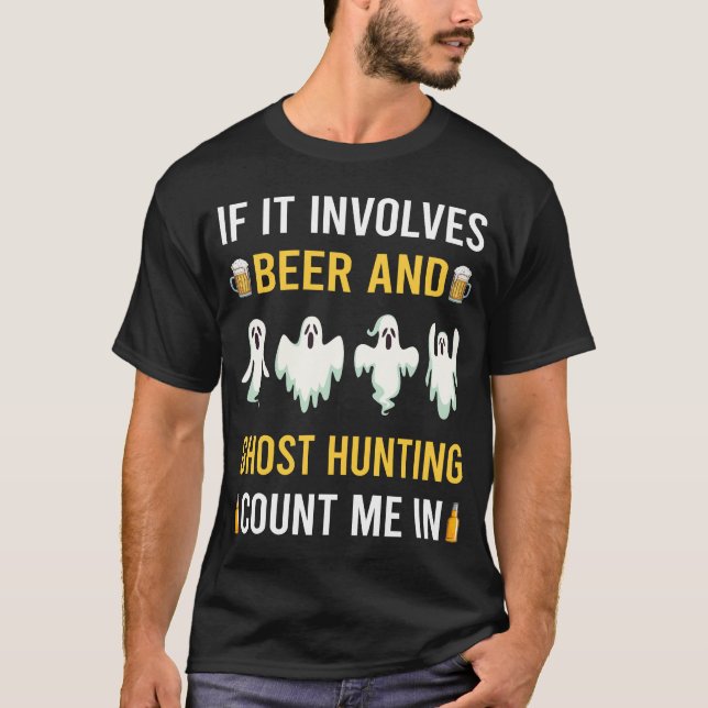 Camiseta Cerveja E Fantasma Caçando Paranormal (Frente)