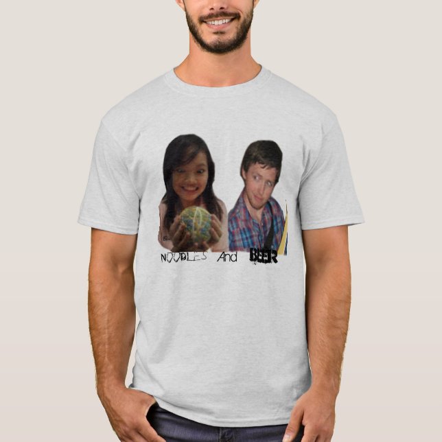 Camiseta Cerveja e macarronetes, (Frente)