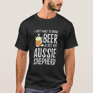 Camiseta Cerveja e Pastor australiano Camarão Mãe ou Cão