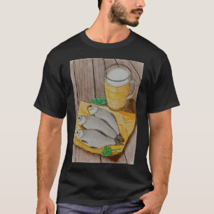 Camiseta Cerveja e Peixe Seco - Aquarela de Lanche Tradicio