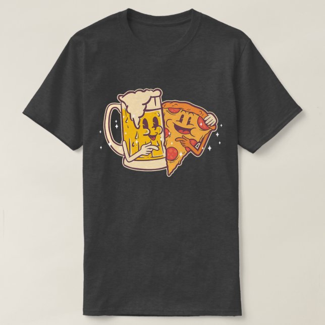 Camiseta Cerveja e Pizza Engraçadas, melhores amigos Pizza (Frente do Design)