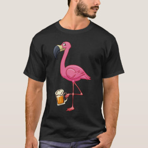 Camiseta Cerveja Flamingo Bebendo - Flamingo Rosa Engraçad