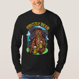 Camiseta Cerveja Grizzly Urso Bebendo Cervejas Fim de Seman