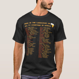 Camiseta Cerveja Nas Línguas De Todos Os 54 Países África T