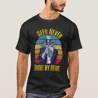 Camiseta Cerveja nunca partiu meu coração Vintage Engraçado