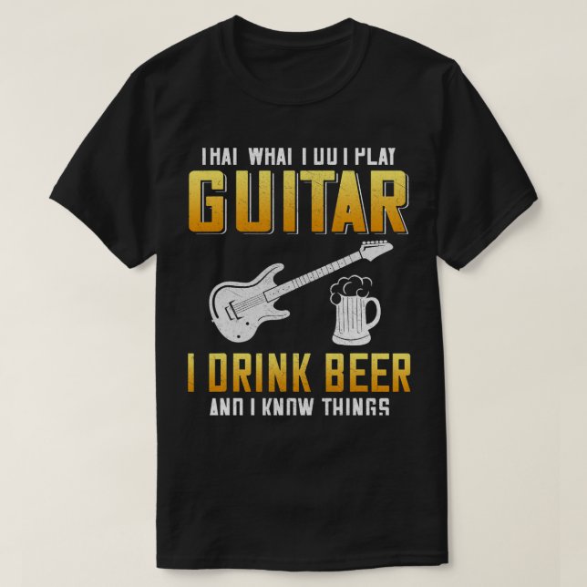 Camiseta Cerveja Tocar Violão e Beber Violão (Frente do Design)