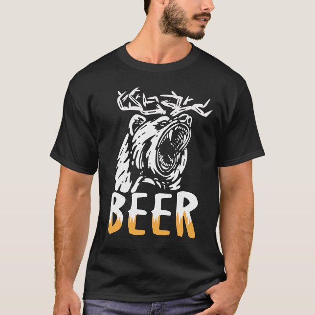 Camiseta Cerveja - Urso Engraçado e Veado (Frente)