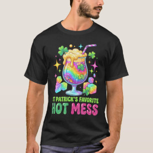 Camiseta Cerveja Verde Bagunçada Favorita do Dia de São Pat