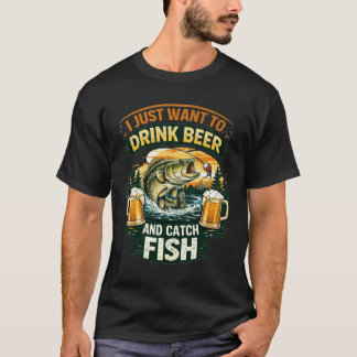 Camiseta Cervejeiro Pescador Divertido Humor de Pesca