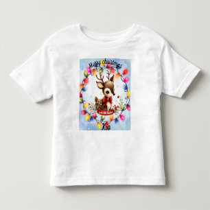 Camiseta Cervo bebê dentro de uma coroa de luzes
