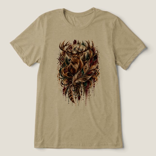 Camiseta Cervo Boho, Sonhando com Cervo (Design frontal)