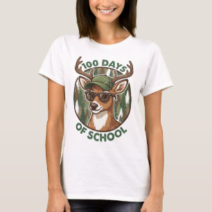 Camiseta Cervo Camuflado no 100º Dia de Aula Aluno Professo