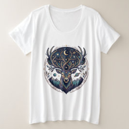Camiseta Cervo Celestial Arte Mística de Lua e Estrelas