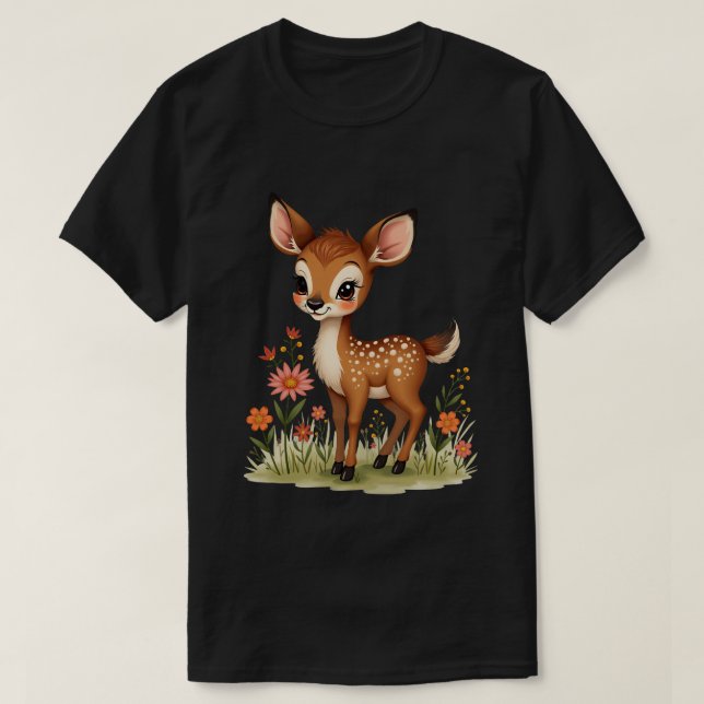 Camiseta Cervo com Flores (Frente do Design)
