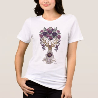 Camiseta Cervo cósmico floral dourado