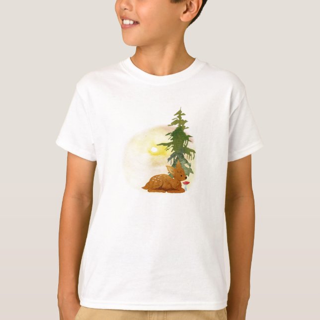 Camiseta Cervo da Floresta em Aquarela (Frente)