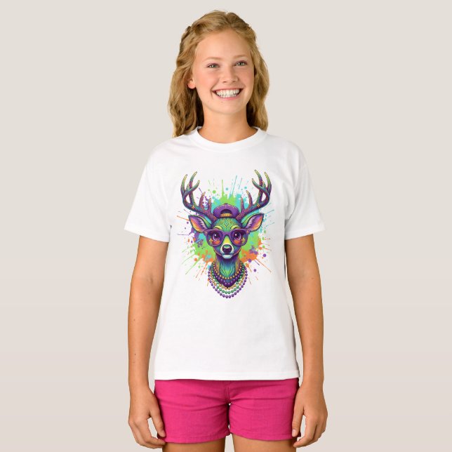 Camiseta Cervo de Mardi Gras PNG (Frente Completa)