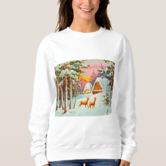 Camiseta Cervo de Natal em cena de neve de inverno