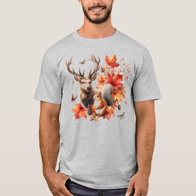 Camiseta Cervo de Outono Temporada de Outono   (Frente)