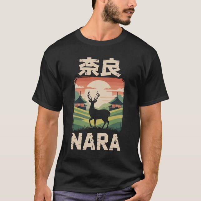 Camiseta Cervo do Pôr do Sol de Nara (Frente)
