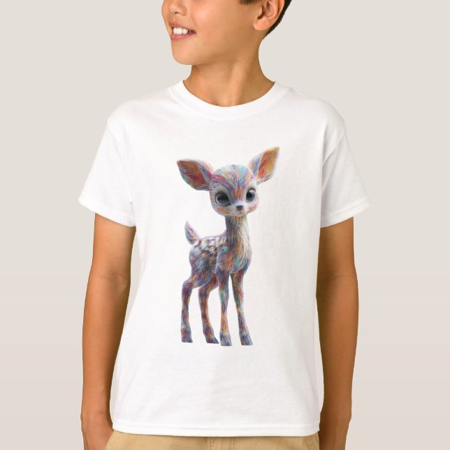 Camiseta Cervo Fada Psicodélico Arco-Íris Crianças (Frente)