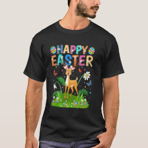 Camiseta Cervo Feliz Caça ao Ovo de Páscoa Orelha de Coelho