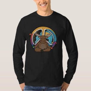 Camiseta Cervo Hippie Ioga Sinal de Paz Meditação Animal